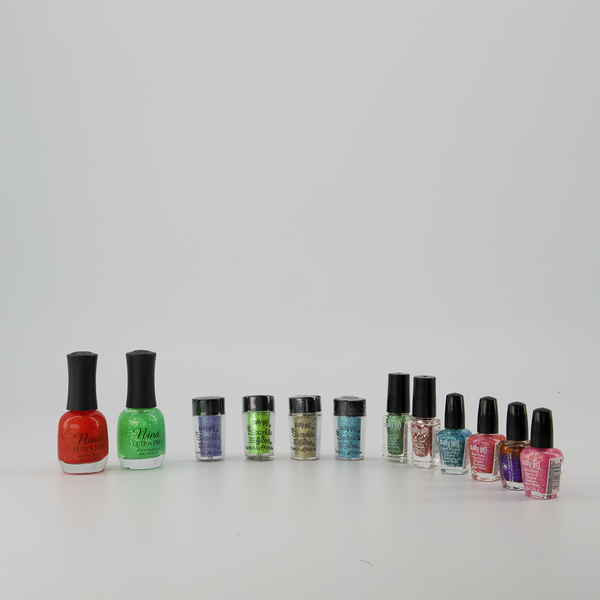 Real Colours - 12 Assorted Nail Polish - Glitter - NEW
