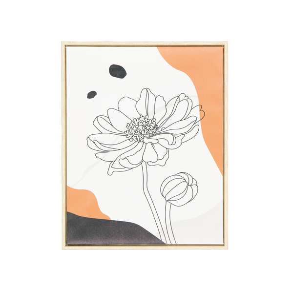 Outline Flower Left Canvas Print With Frame (2020-LM3933-00)