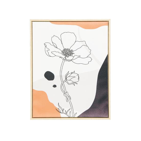 Outlined Flower Abstract Canvas With Frame (2020-LM3931-00)