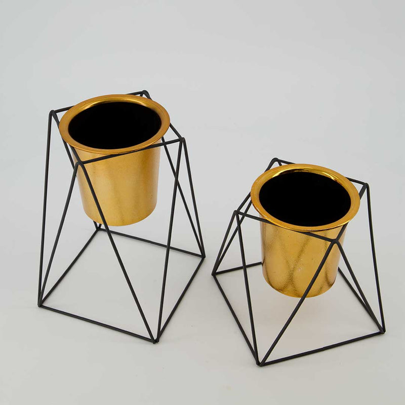 Homia Planter With Geometric Stand - S/2 (9761-GM3771-S2)