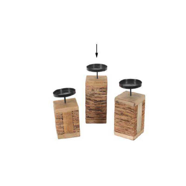 Bark and Wood Candle Holder Large (M177-200283-0L)