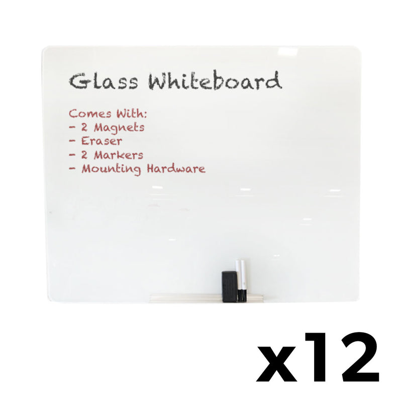 Lot of 12 Glass Whiteboard (15009WH-12)