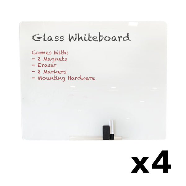 Lot of 4 Glass Whiteboard (15009WH-4)