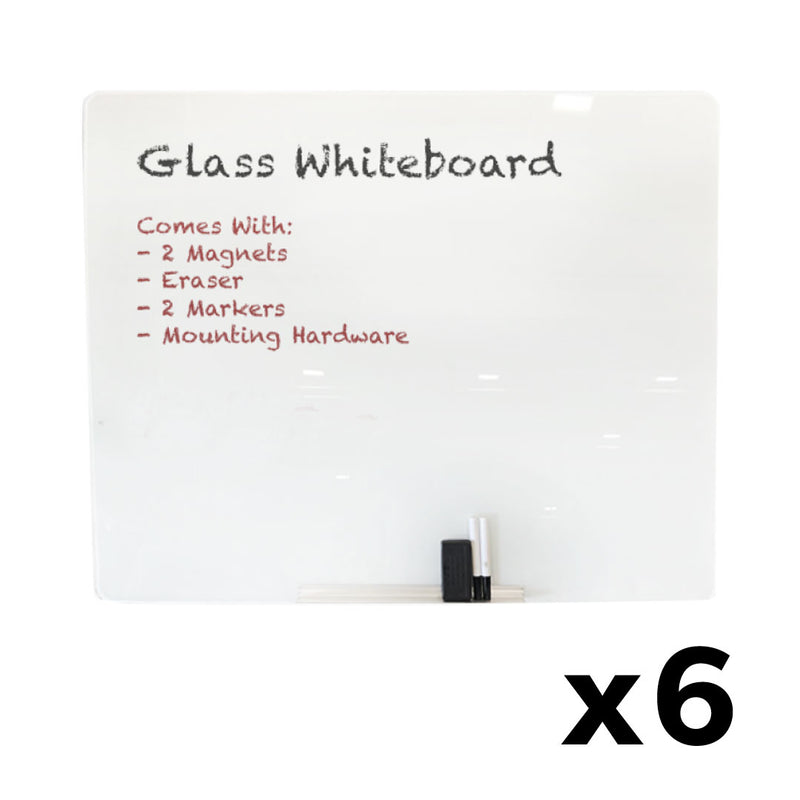 Lot of 6 Glass Whiteboard (15009WH-6)