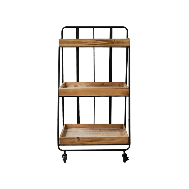 3 Wooden Level Shelf With Wheel Baker Rack (7890-JM2550-00)
