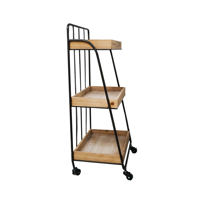 3 Wooden Level Shelf With Wheel Baker Rack (7890-JM2550-00)