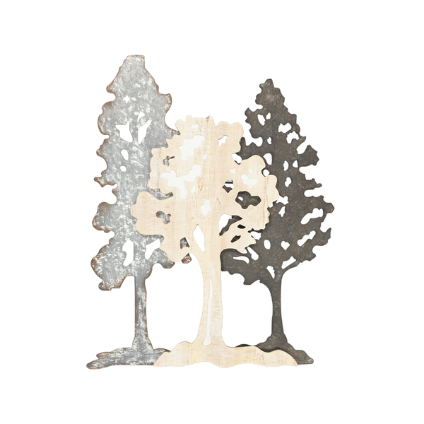Black And White Metal And Wood Tree (7168-NM8356-00)