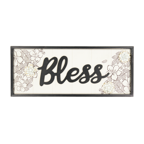 "Bless" Wooden Frame Wall Decor (7890-JM2549-00)