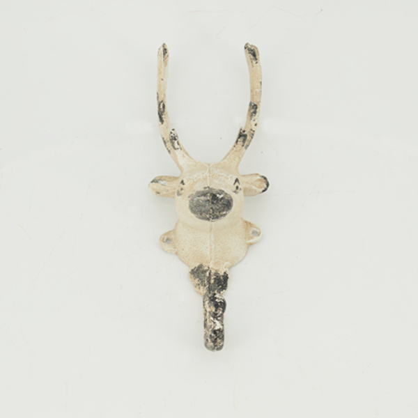 Cast Iron Reindeer Hook (7168-AX1345-WH)
