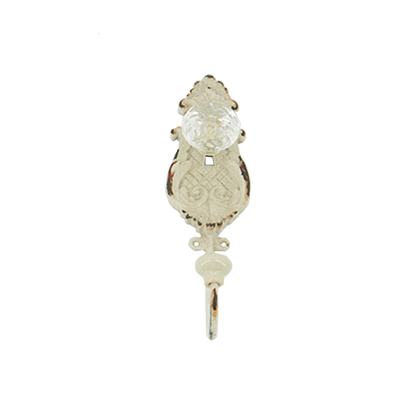 Cream Metal Wall Hook With Clear Knob (9044-TX6725-00)
