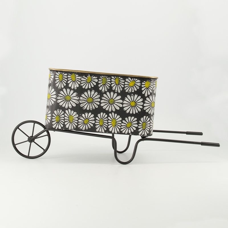 Daisy Trolly Metal planter With Wheel (7890-JM2533-00)