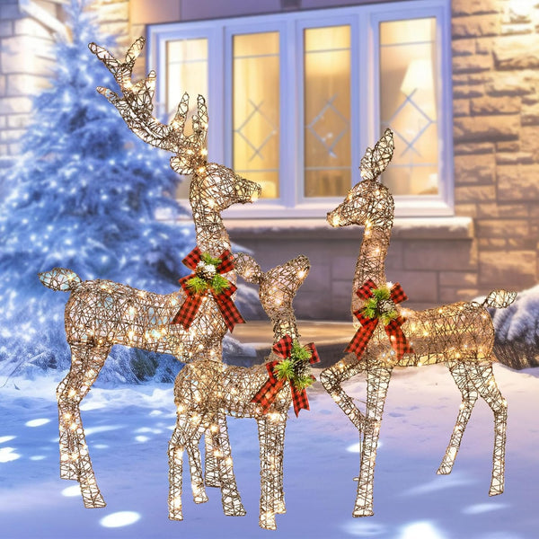 Hoyechi - 3 Piece Rattan Deer Family (3PC-DEER)