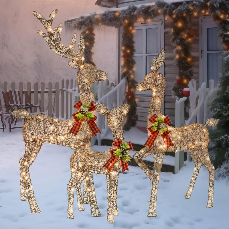 Hoyechi - 3 Piece Rattan Deer Family (3PC-DEER)