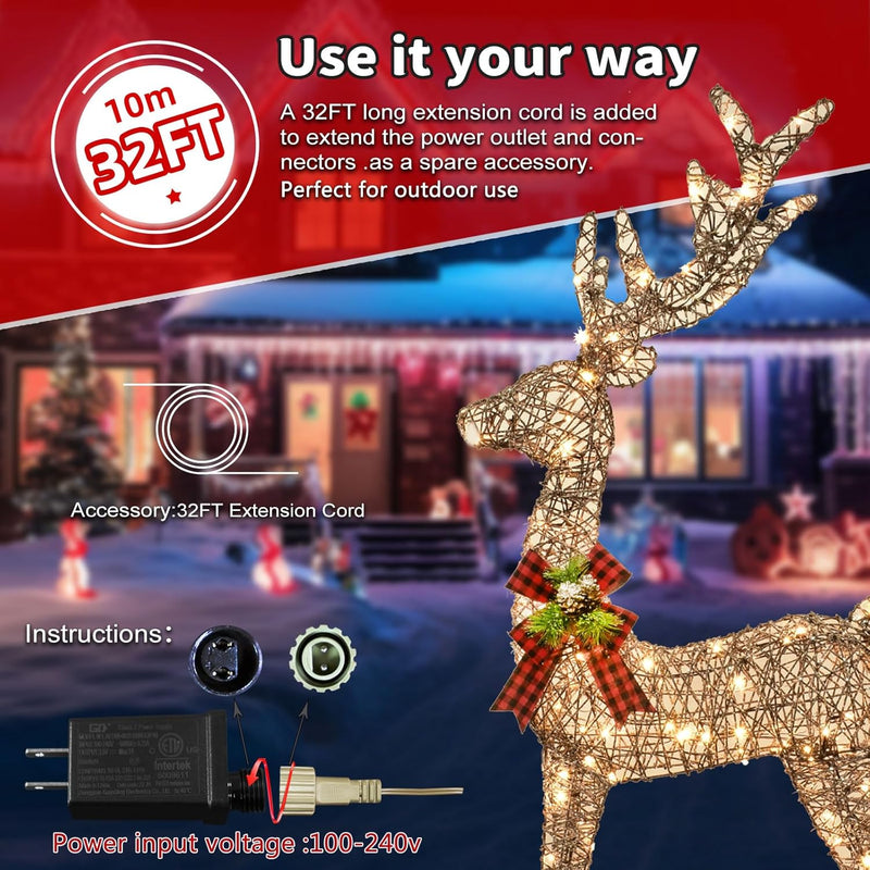 Hoyechi - 3 Piece Rattan Deer Family (3PC-DEER)