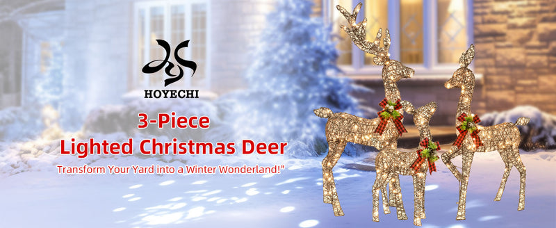 Hoyechi - 3 Piece Rattan Deer Family (3PC-DEER)