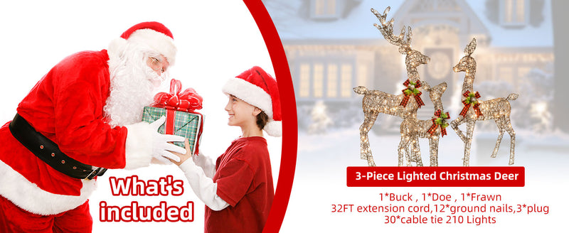 Hoyechi - 3 Piece Rattan Deer Family (3PC-DEER)