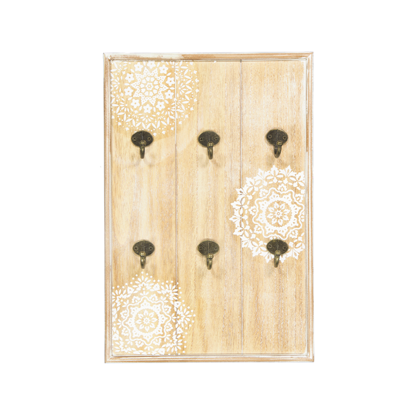 Floral Wall Plaque With 6 Hooks (9876-JM3384-00)
