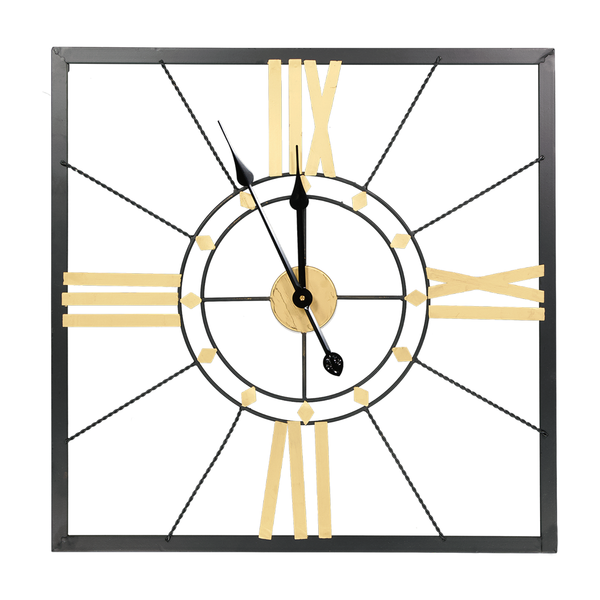 Gold Black Square Clock (7199-JM2634-CK)