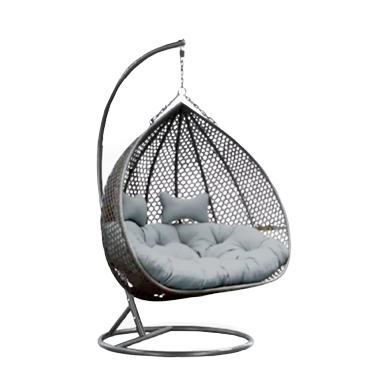 Grey Hanging Egg Double Chair With Cushion (CHAIR04D)
