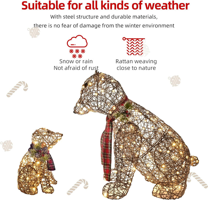 Hoyechi - 2 Piece Rattan Bear (2PC-BEAR)