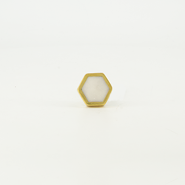 Marble Stone Door Knob With Gold Frame (4156-NM7664-WH)