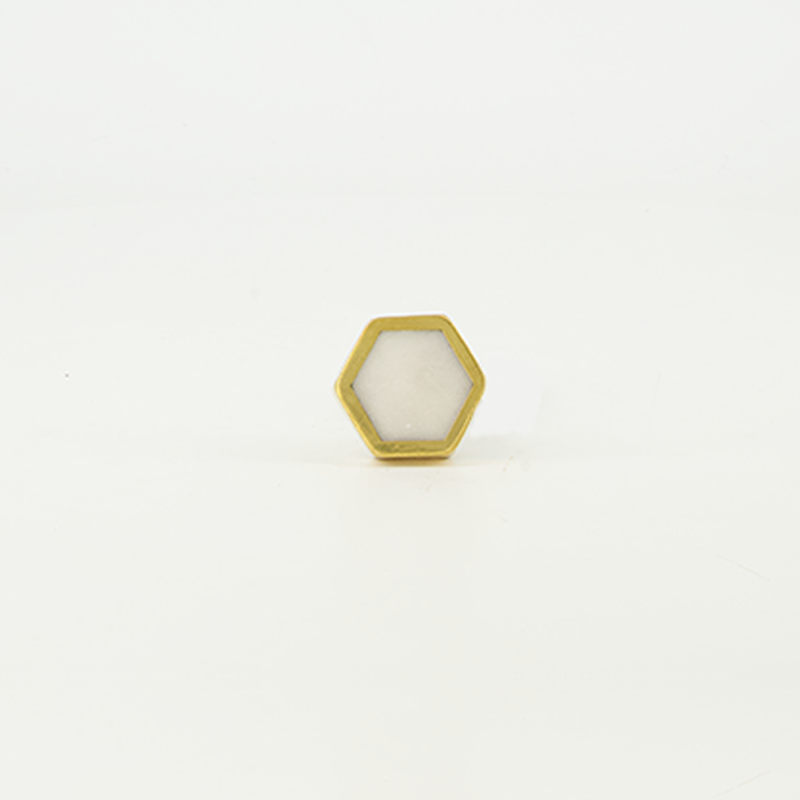 Marble Stone Door Knob With Gold Frame (4156-NM7664-WH)