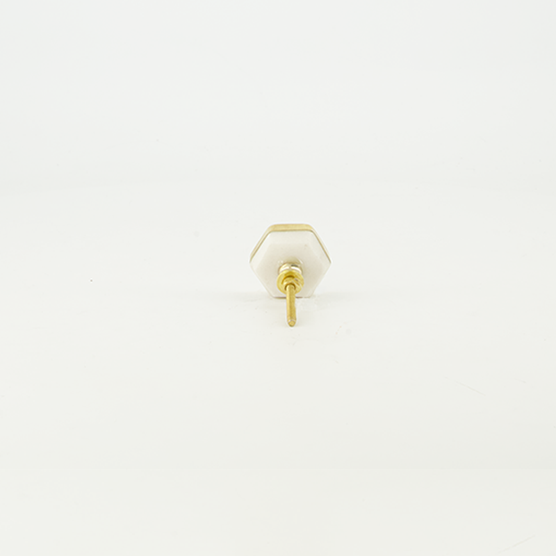 Marble Stone Door Knob With Gold Frame (4156-NM7664-WH)
