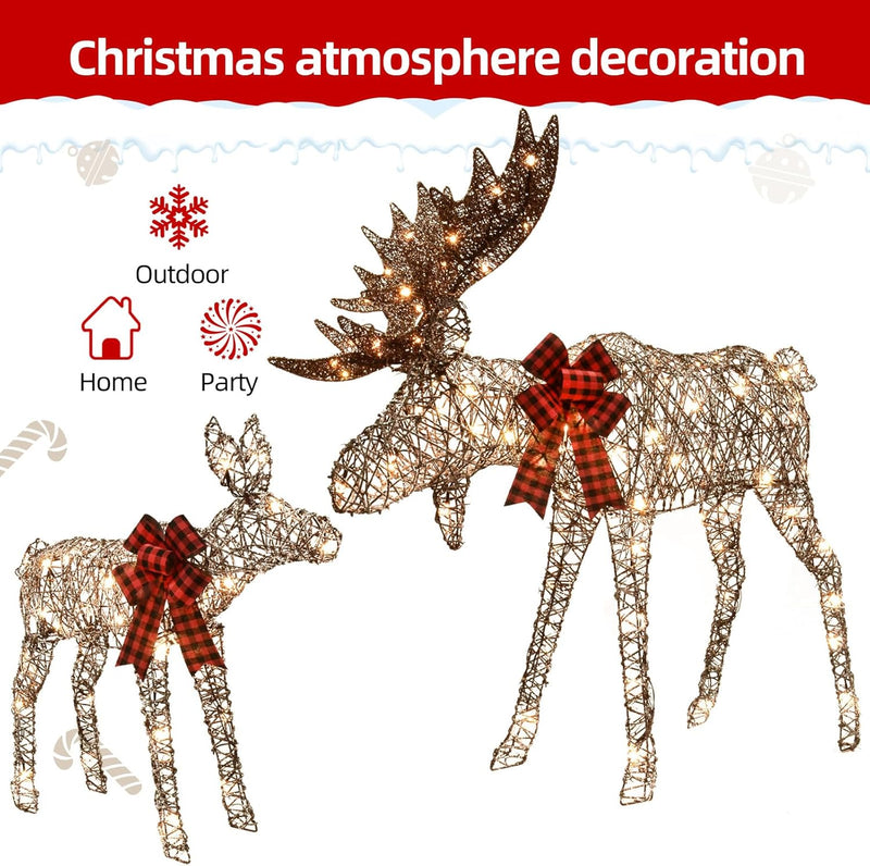 Hoyechi - 2 Piece Lighted Moose Family (2PC-MOOSE)