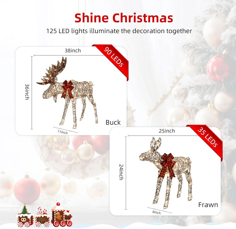 Hoyechi - 2 Piece Lighted Moose Family (2PC-MOOSE)
