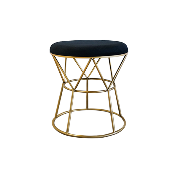 Open Geo Accent Stool With Black Cushion (7890-GM3643-BK)