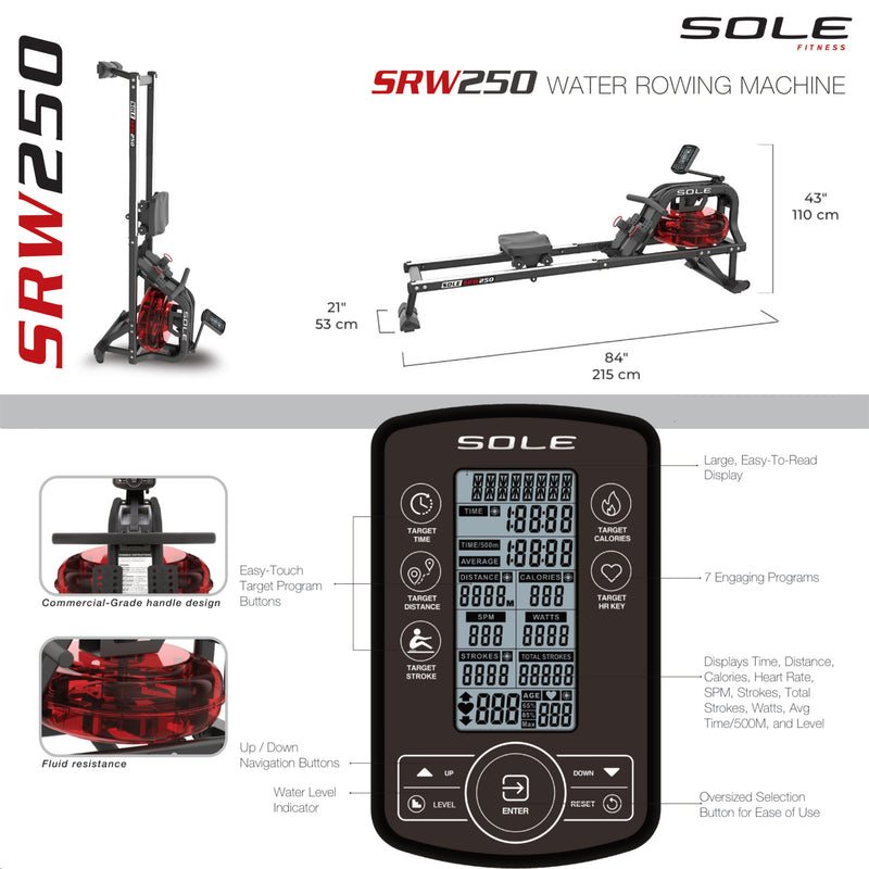 SOLE - SOLE Fitness Water Rower (SRW250)