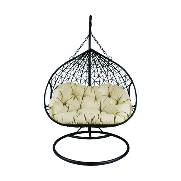 Black Hanging Egg Double Chair With Cushion (CHAIR03D)