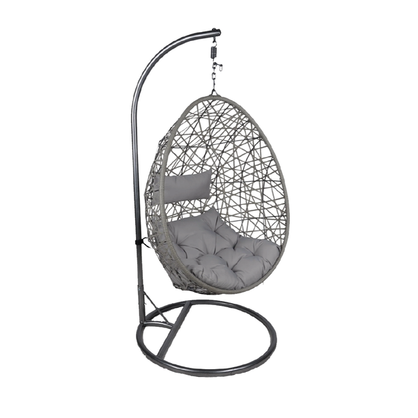 Rattan Grey Hanging Egg Chair With Cushion (CHAIR04)