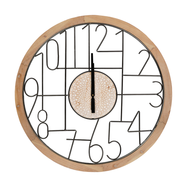 Wood and Metal Wall Clock (7890-JM2537-CK)