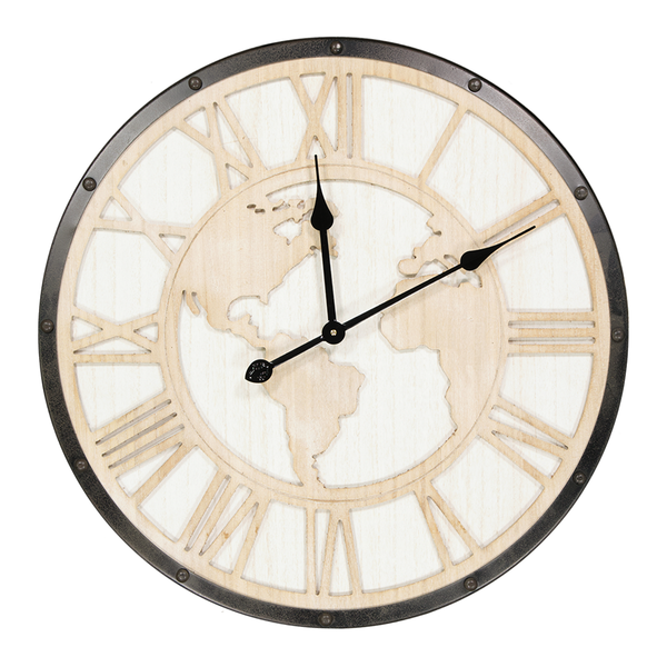 World Map RD Wall Clock (7199-LM3801-CK)