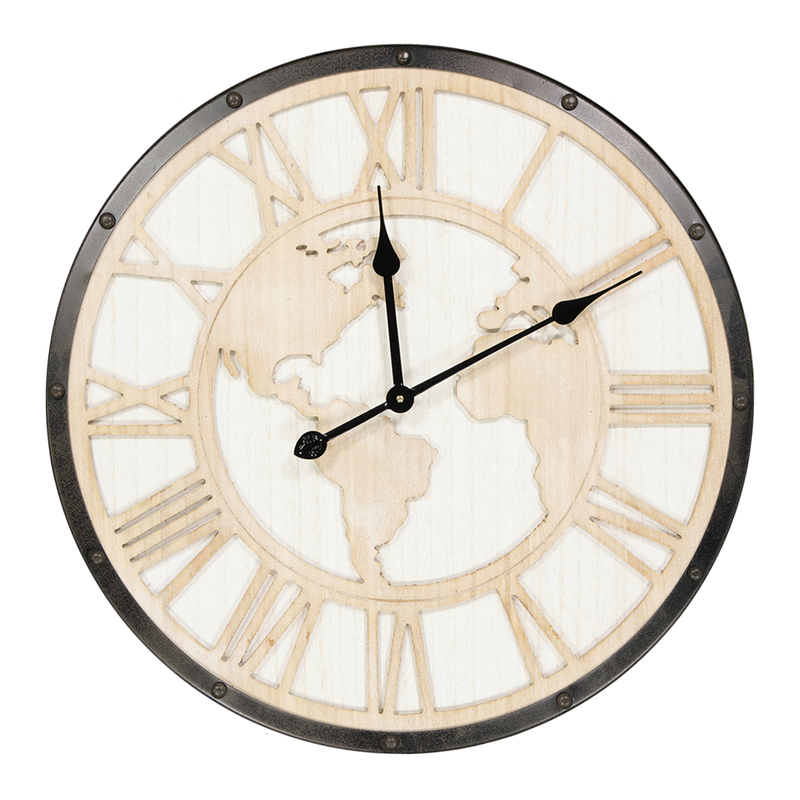 World Map RD Wall Clock (7199-LM3801-CK)