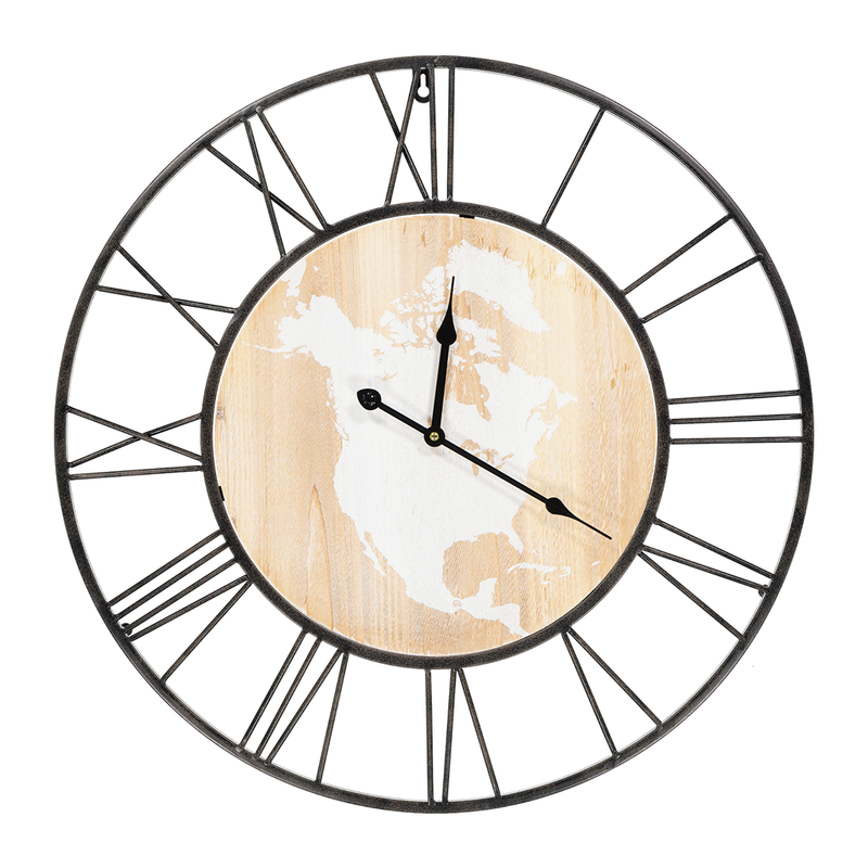 World Map Roman Numbers Wall Clock (7199-JM9006-CK)