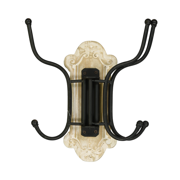 3-Dual Swivel Iron Hook On Wooden Plaque (9044-GM4481-00)