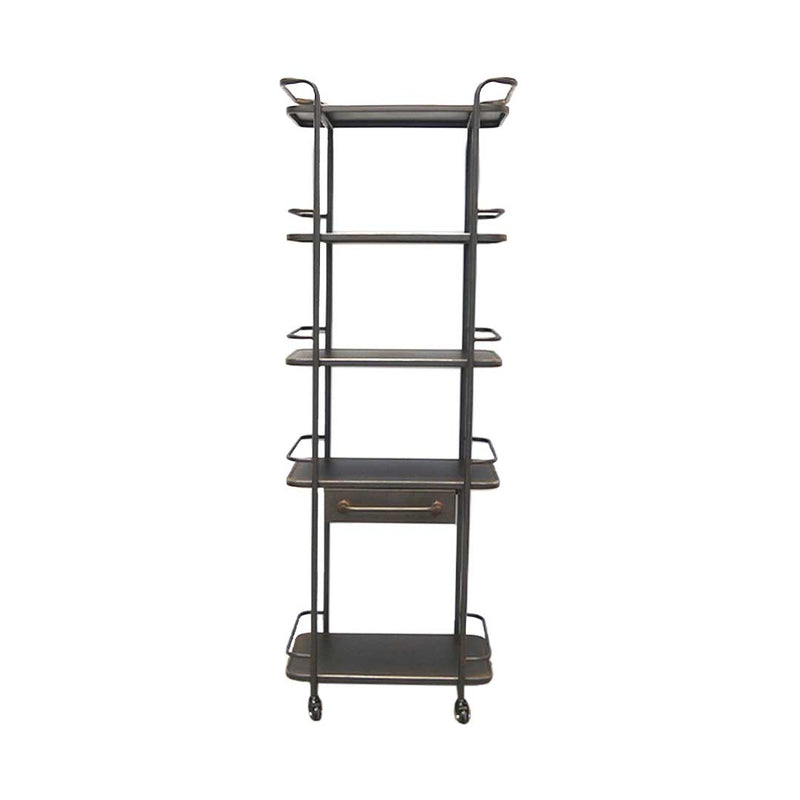 5-Tier Metal Shelf With Drawer & Wheels (7631-EM0931-00)