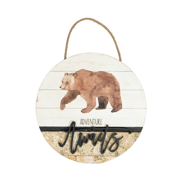 "Adventure Awaits" Round Wall Plaque (9044-EM0211-00)