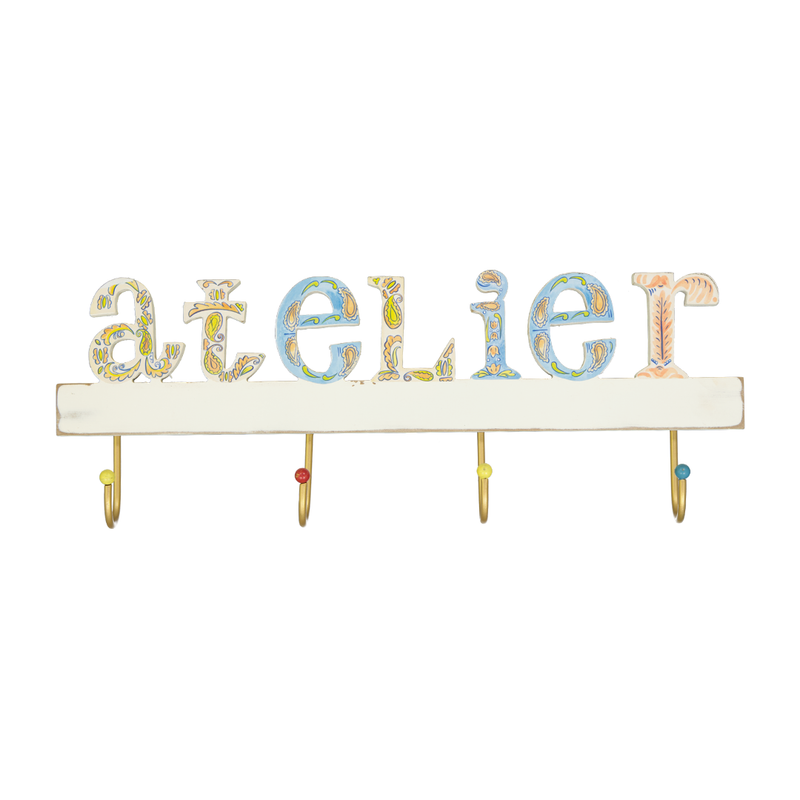 "Atelier" Wall Coat Rack With 4 Hooks (9044-GM4489-00)