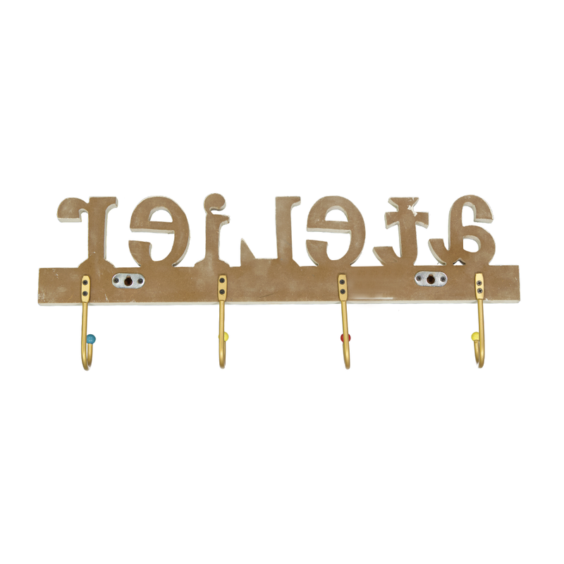 "Atelier" Wall Coat Rack With 4 Hooks (9044-GM4489-00)