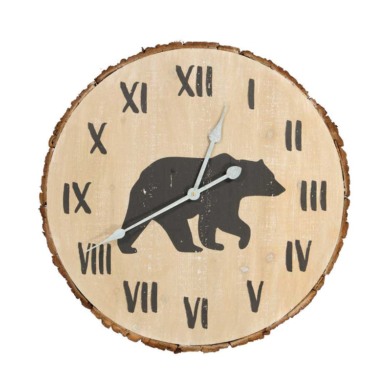 Bear On Tree Trunk Wall Clock (9044-EM0194-CK)