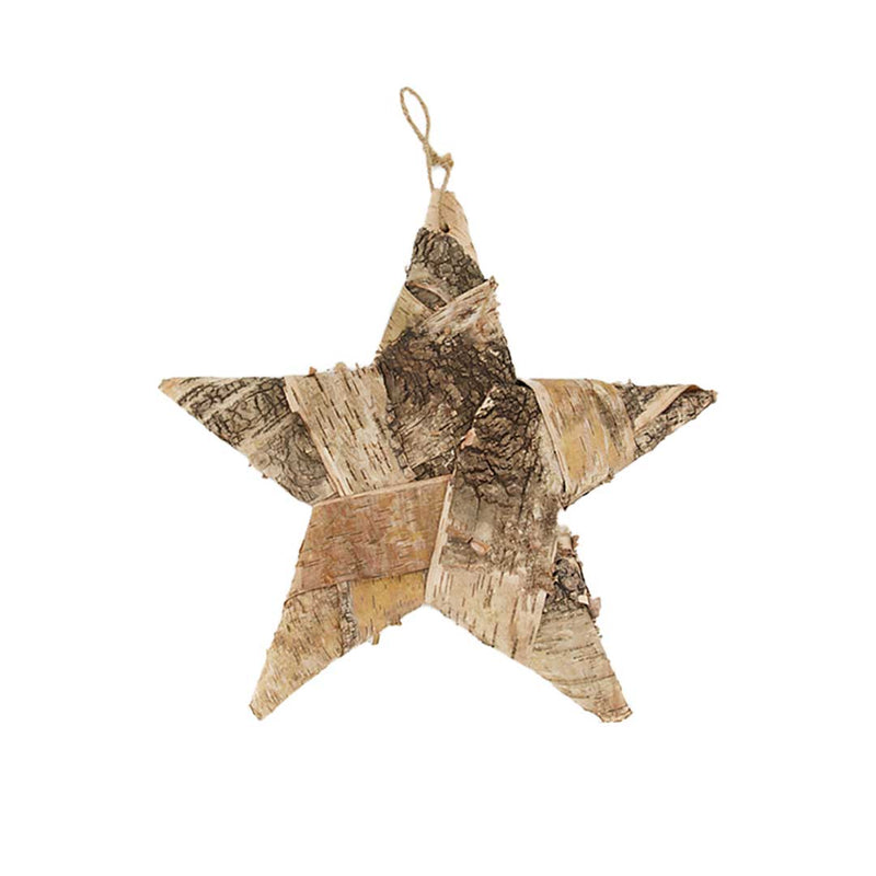 Birch Bark Wrapped Hanging Star Ornament (M177-400173-00)