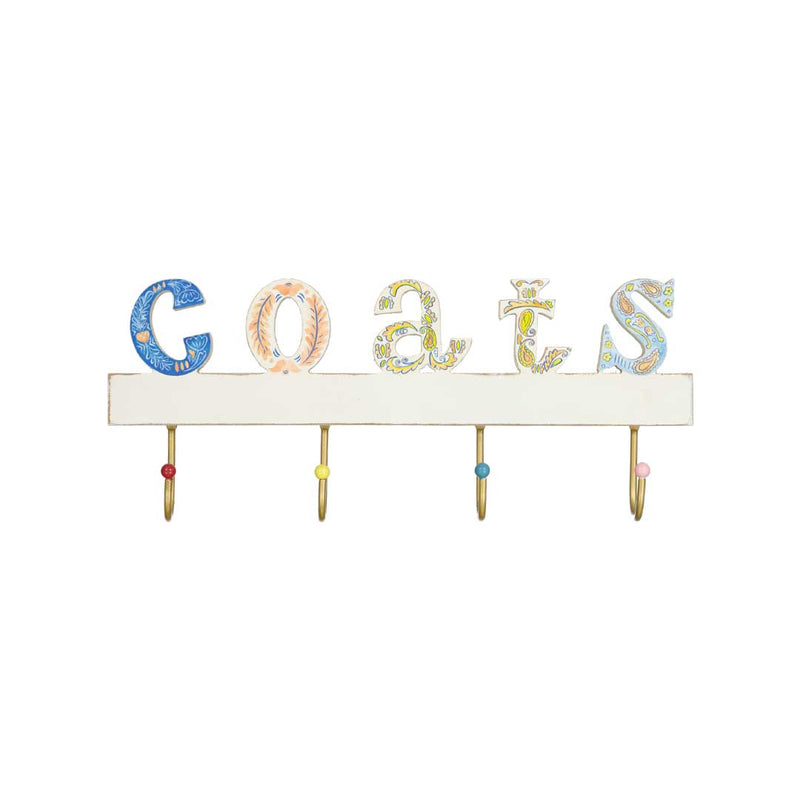 "Coats" Wall Coat Rack With 4 Hooks (9044-GM4490-00)