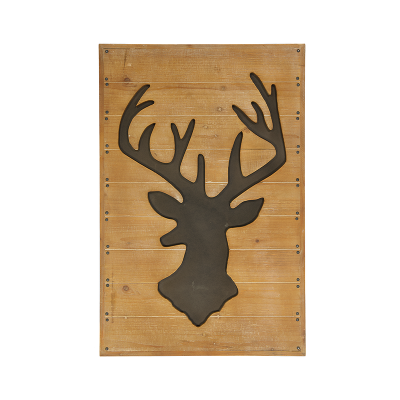 "Elk" On Wood Board Wall Art (7631-DM6216-00)
