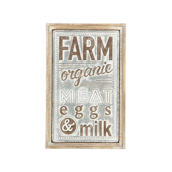 "Farm ..." Metal Plaque With Wood Frame (7168-DM6696-00)