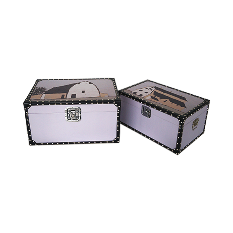 Farm House Rectangular Storage Trunks - Set of 2 (1134-DM6152-S2)