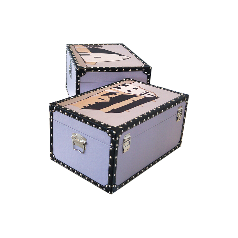 Farm House Rectangular Storage Trunks - Set of 2 (1134-DM6152-S2)