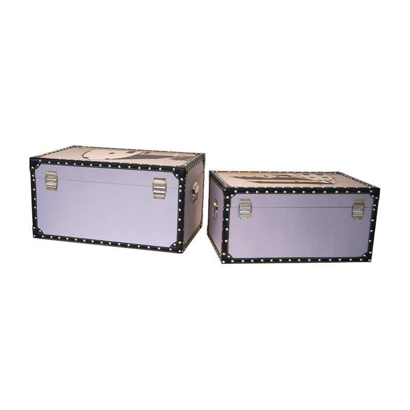 Farm House Rectangular Storage Trunks - Set of 2 (1134-DM6152-S2)